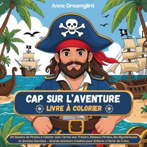 Dreamglint, Anne Cap sur l’Aventure Livre à Colorier: 30 Dessins de Pirates à Colorier avec Cartes aux Trésors, Bateaux Pirates, Îles Mystérieuses et Grottes ... Créative pour Enfants à Partir de 4 Ans Dreamglint, Anne Cap sur l’Aventure Livre à Colorier: 30 Dessins de Pirates à Colorier avec Cartes aux Trésors, Bateaux Pirates, Îles Mystérieuses et Grottes ... Créative pour Enfants à Partir de 4 Ans
