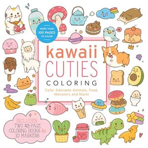 Editors of Chartwell Books Kawaii Cuties Coloring Kit: Color Adorable Animals, Food, Monsters, and More! Includes: Two 48-Page Coloring Books and 10 Markers Editors of Chartwell Books Kawaii Cuties Coloring Kit: Color Adorable Animals, Food, Monsters, and More! Includes: Two 48-Page Coloring Books and 10 Markers