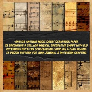 kingeon, bobay vintage antique music sheet scrapbook paper 28 decoupage & collage musical decorative sheet with old patterned note for scrapbooking supplies & card ... invitation crafting: designer collection pack kingeon, bobay vintage antique music sheet scrapbook paper 28 decoupage & collage musical decorative sheet with old patterned note for scrapbooking supplies & card ... invitation crafting: designer collection pack