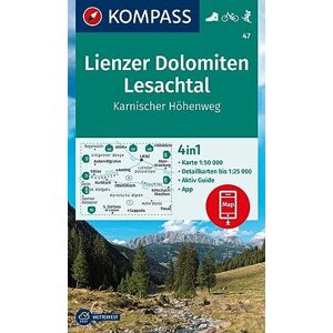 KOMPASS Wanderkarte 47 Lienzer Dolomiten, Lesachtal, Karnischer Höhenweg 1:50.000: 4in1 Wanderkarte mit Aktiv Guide und Detailkarten inklusive Karte ... in der KOMPASS-App. Fahrradfahren. Skitouren. KOMPASS Wanderkarte 47 Lienzer Dolomiten, Lesachtal, Karnischer Höhenweg 1:50.000: 4in1 Wanderkarte mit Aktiv Guide und Detailkarten inklusive Karte ... in der KOMPASS-App. Fahrradfahren. Skitouren.