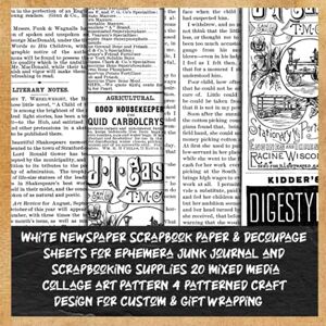 lafiorp, deemak White newspaper scrapbook paper & Decoupage sheets for ephemera junk journal and scrapbooking supplies 20 mixed media collage art pattern 4 ... decorative pad (antique brown newspaper) lafiorp, deemak White newspaper scrapbook paper & Decoupage sheets for ephemera junk journal and scrapbooking supplies 20 mixed media collage art pattern 4 ... decorative pad (antique brown newspaper)