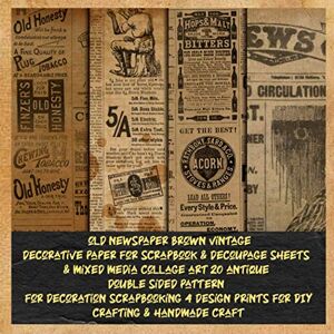 raagji, leaka old newspaper brown vintage decorative paper for scrapbook & decoupage sheets & mixed media collage art 20 antique double sided pattern for ... & handmade craft: aged ephemera crafting kits raagji, leaka old newspaper brown vintage decorative paper for scrapbook & decoupage sheets & mixed media collage art 20 antique double sided pattern for ... & handmade craft: aged ephemera crafting kits