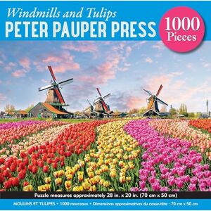 Peter Pauper Press Windmills and Tulips 1000 Piece Jigsaw Puzzle, Blue Peter Pauper Press Windmills and Tulips 1000 Piece Jigsaw Puzzle, Blue