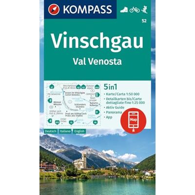 KOMPASS Wanderkarte 52 Vinschgau / Val Venosta 1:50.000: 5in1 Wanderkarte mit Aktiv Guide, Detailkarten und Panorama inklusive Karte zur offline ... in der KOMPASS-App. Fahrradfahren. Skitouren. KOMPASS Wanderkarte 52 Vinschgau / Val Venosta 1:50.000: 5in1 Wanderkarte mit Aktiv Guide, Detailkarten und Panorama inklusive Karte zur offline ... in der KOMPASS-App. Fahrradfahren. Skitouren.