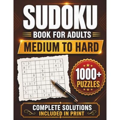 Ng, Richard Sudoku Book Medium to Hard for Adults: 1000+ Large Print Sudoku Puzzles for Experienced Solvers, Teens, and Seniors with 100 Bonus Puzzles and Complete Solutions Included in Print Ng, Richard Sudoku Book Medium to Hard for Adults: 1000+ Large Print Sudoku Puzzles for Experienced Solvers, Teens, and Seniors with 100 Bonus Puzzles and Complete Solutions Included in Print