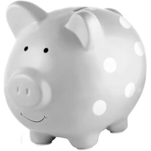 Pearhead Large Piggy Bank, Ceramic Money Bank For Kids, Baby Keepsake Gift, Gender Neutral Nursery Décor, Grey Polka Dot Pearhead Large Piggy Bank, Ceramic Money Bank For Kids, Baby Keepsake Gift, Gender Neutral Nursery Décor, Grey Polka Dot
