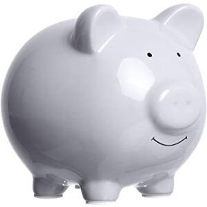 Pearhead Piggy Bank, Ceramic, Grey, Large Pearhead Piggy Bank, Ceramic, Grey, Large