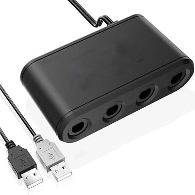 Gamer Gear 4-Port Adapter for GameCube Controllers compatible with Switch, Wii U, and PC, Plug-and-Play Gamer Gear 4-Port Adapter for GameCube Controllers compatible with Switch, Wii U, and PC, Plug-and-Play