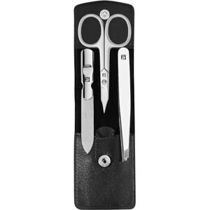 Zwilling Manicure Set (3 piece, pedicure set for nail care and cuticle care, leather, with nail scissors), Polished Stainless Steel, Black Zwilling Manicure Set (3 piece, pedicure set for nail care and cuticle care, leather, with nail scissors), Polished Stainless Steel, Black
