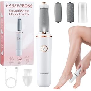 BARBERBOSS Electric Foot File, Callus Remover for Feet, Rechargeable Pedicure Kit, Fine & Coarse Roller Heads, USB Charging, Protective Cap, Portable Hard Skin Feet Callus Remover, QR-5101 BARBERBOSS Electric Foot File, Callus Remover for Feet, Rechargeable Pedicure Kit, Fine & Coarse Roller Heads, USB Charging, Protective Cap, Portable Hard Skin Feet Callus Remover, QR-5101