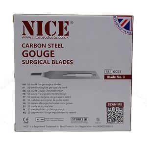 NICE 50 x No.3 Gouge Sterile Carbon Steel Blades GCS3 for Manicure and Pedicure NICE 50 x No.3 Gouge Sterile Carbon Steel Blades GCS3 for Manicure and Pedicure