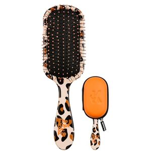 THE KNOT DR. Detangle Hair Brush Detangling Brush for Wet & Dry Hair Travel Essentials FLEXALITE™ Bristles, Reduce Breakage & Eliminate Knots Pro with Orange Headcase, Leopard Print THE KNOT DR. Detangle Hair Brush Detangling Brush for Wet & Dry Hair Travel Essentials FLEXALITE™ Bristles, Reduce Breakage & Eliminate Knots Pro with Orange Headcase, Leopard Print