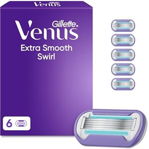 Gillette Extra Smooth Swirl Women’s Razor Blade Refills, Pack of 6, 5 Durable Blades, Long Lasting Smooth Shave, SkinCushion Lubrication Strip Gillette Extra Smooth Swirl Women’s Razor Blade Refills, Pack of 6, 5 Durable Blades, Long Lasting Smooth Shave, SkinCushion Lubrication Strip