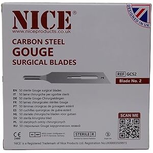 NICE 50 x No.2 Gouge Sterile Carbon Steel Blades GCS2 for Manicure and Pedicure NICE 50 x No.2 Gouge Sterile Carbon Steel Blades GCS2 for Manicure and Pedicure