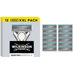 Wilkinson Sword Quattro Essential Men's Razor Refills, Great Addition to Wash Bags for Men's Grooming, Great Shavers for Routine Shaving, 12 Refill Razor Blades Pack Wilkinson Sword Quattro Essential Men's Razor Refills, Great Addition to Wash Bags for Men's Grooming, Great Shavers for Routine Shaving, 12 Refill Razor Blades Pack