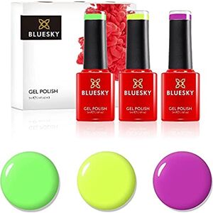 BLUESKY Gel Nail Polish Set, Neon Rainbow. Tropical Magenta Neon15, Yellow Tastic Neon08, Lime Neon02. 3 X 5Ml. Pink, Green (Requires Curing Under Uv/Led Lamp) BLUESKY Gel Nail Polish Set, Neon Rainbow. Tropical Magenta Neon15, Yellow Tastic Neon08, Lime Neon02. 3 X 5Ml. Pink, Green (Requires Curing Under Uv/Led Lamp)