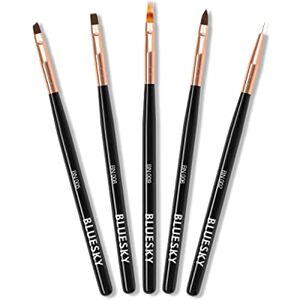BLUESKY 5pcs Nail Art Brushes Set, Professional Design Tools, Ombre, Liner, Fine Tip, Angled, Thin, Black BLUESKY 5pcs Nail Art Brushes Set, Professional Design Tools, Ombre, Liner, Fine Tip, Angled, Thin, Black