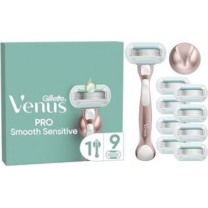 Venus Gillette Pro Smooth Sensitive RoseGold Women's Razor- 9 Blade, 5 Diamond‐Like Coated Blades Venus Gillette Pro Smooth Sensitive RoseGold Women's Razor- 9 Blade, 5 Diamond‐Like Coated Blades