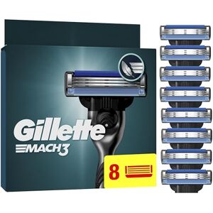 Gillette Mach3 Razor Blades Men, Pack of 8 Razor Blade Refills, Upgraded Lubrastrip for an Enhanced Glide Gillette Mach3 Razor Blades Men, Pack of 8 Razor Blade Refills, Upgraded Lubrastrip for an Enhanced Glide