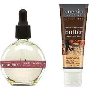 Cuccio Vanilla Bean & Sugar Hydration Essentials kit, 68ml Cuticle Oil, and 4oz Butter, for Nail Care, Nail Strengthening, Nail Repair, Nail Growth, with Jojoba Oil, Almond Oil, and Vitamin E Cuccio Vanilla Bean & Sugar Hydration Essentials kit, 68ml Cuticle Oil, and 4oz Butter, for Nail Care, Nail Strengthening, Nail Repair, Nail Growth, with Jojoba Oil, Almond Oil, and Vitamin E