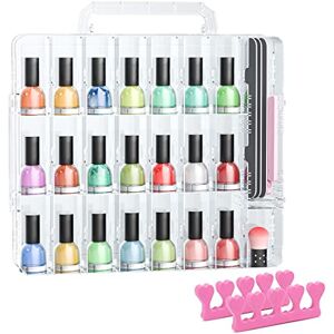 Jiasheng Universal Double Side Transparent Nail Polish Gel Organizer Holder for 48 Bottles Adjustable Space Divider with Two Toe Separator Jiasheng Universal Double Side Transparent Nail Polish Gel Organizer Holder for 48 Bottles Adjustable Space Divider with Two Toe Separator