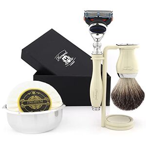 Haryali London 5Pc Mens Shaving Kit 5 Edge Shaving Razor, Black Badger Hair Brush, Bowl, Soap and Stand Perfect Set for Men Haryali London 5Pc Mens Shaving Kit 5 Edge Shaving Razor, Black Badger Hair Brush, Bowl, Soap and Stand Perfect Set for Men