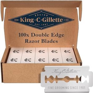 King C Gillette Men's Double Edge Safety Razor Blades, Quality Stainless Steel Coated With Platinum For Durability And Anti-friction Coating For for Comfort, Includes 100 Blades King C Gillette Men's Double Edge Safety Razor Blades, Quality Stainless Steel Coated With Platinum For Durability And Anti-friction Coating For for Comfort, Includes 100 Blades