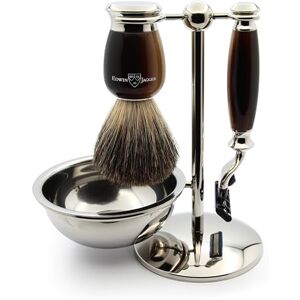 Edwin Jagger S81M582AMZ Imitation Light Horn & Nickel Classic Shaving Set with Pure Badger Shaving Brush and Mach 3 Razor for Shaving Cream or Soap for Men Edwin Jagger S81M582AMZ Imitation Light Horn & Nickel Classic Shaving Set with Pure Badger Shaving Brush and Mach 3 Razor for Shaving Cream or Soap for Men
