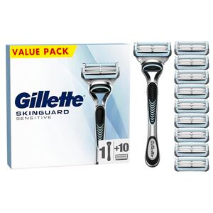Gillette SkinGuard Sensitive Men’s Razor, Shaving Razor for Men with Skin Irritation, 1 Handle, 10 Blade Refills