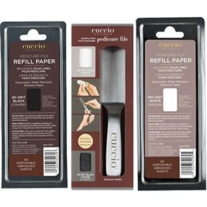 Cuccio Stainless Steel Pedicure File with a 2 pack of 50 white and black refills Cuccio Stainless Steel Pedicure File with a 2 pack of 50 white and black refills