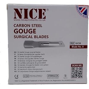 NICE 50 x No.8 Gouge Sterile Carbon Steel Blades GCS8 for Manicure and Pedicure NICE 50 x No.8 Gouge Sterile Carbon Steel Blades GCS8 for Manicure and Pedicure