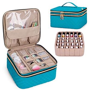 Yarwo Double Layer Nail Polish Organiser Case, Portable Storage Bag for 36 Bottles (15ml/0.5 fl.oz) Nail Varnish and Nail Art Accessories, Teal (Bag ONLY, Patented Design)