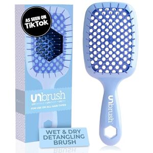 FHI Heat UNbrush Detangling Brush for Pain-Free Brushing on All Wet or Dry Hair Types — Durable DuoFlex Anti-Static Bristles, Lightweight Handle, Vented Hair Brush, Periwinkle Light Blue FHI Heat UNbrush Detangling Brush for Pain-Free Brushing on All Wet or Dry Hair Types — Durable DuoFlex Anti-Static Bristles, Lightweight Handle, Vented Hair Brush, Periwinkle Light Blue