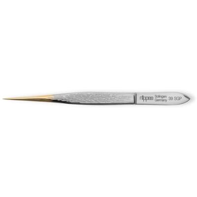 nippes Solingen 39SGP Tweezers, Nickel-Plated Steel, 9 cm Length, Gold-Plated Tip, Eyebrow Tweezers, Tweezers, Fine Eyebrow Tweezers, Silver nippes Solingen 39SGP Tweezers, Nickel-Plated Steel, 9 cm Length, Gold-Plated Tip, Eyebrow Tweezers, Tweezers, Fine Eyebrow Tweezers, Silver