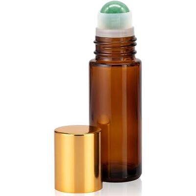 AZIDWERYQ Essential Oil Roller Bottles, 50ml Empty Refillable Amber Glass Roller Bottles, Natural Green Aventurine Head Ball Applicator for Travel, Perfume and Lip Gloss AZIDWERYQ Essential Oil Roller Bottles, 50ml Empty Refillable Amber Glass Roller Bottles, Natural Green Aventurine Head Ball Applicator for Travel, Perfume and Lip Gloss