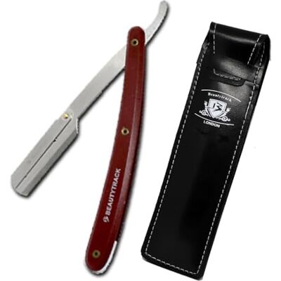 BeautyTrack Multi Colour Cut Throat Razor Kit Light Weight Handle & Stainless Steel Professional Barber Razor, Premium Single Blade Straight Edge Razor, Moustache & Beard Shaper, Travel Pouch Included (Maroon) BeautyTrack Multi Colour Cut Throat Razor Kit Light Weight Handle & Stainless Steel Professional Barber Razor, Premium Single Blade Straight Edge Razor, Moustache & Beard Shaper, Travel Pouch Included (Maroon)