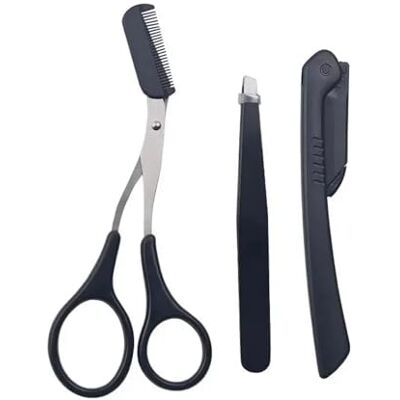 QIANCHAOJI Eyebrow Razor 1/3Pcs Stainless Steel Eyebrow Clip, Comb & Scissors Set, Grooming Beauty Tools For Women QIANCHAOJI Eyebrow Razor 1/3Pcs Stainless Steel Eyebrow Clip, Comb & Scissors Set, Grooming Beauty Tools For Women