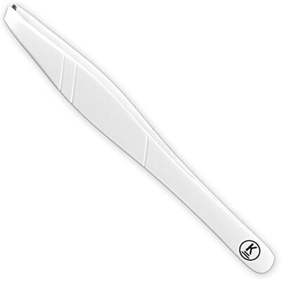 K-Pro Eyebrow Tweezer, Slant Stainless Steel and Beautiful Design (White) K-Pro Eyebrow Tweezer, Slant Stainless Steel and Beautiful Design (White)