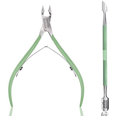 Jestilo Cuticle Remover Tool Set with Cuticle Cutter and Cuticle Pusher Stainless Steel Professional Cuticle Nipper and Pusher Nail Care Tools for Salon and Level Mani-Pedi at Home (Green) Jestilo Cuticle Remover Tool Set with Cuticle Cutter and Cuticle Pusher Stainless Steel Professional Cuticle Nipper and Pusher Nail Care Tools for Salon and Level Mani-Pedi at Home (Green)
