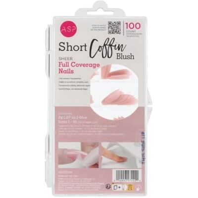 ASP Short Coffin Blush Full Coverage Nails 100pk ASP Short Coffin Blush Full Coverage Nails 100pk