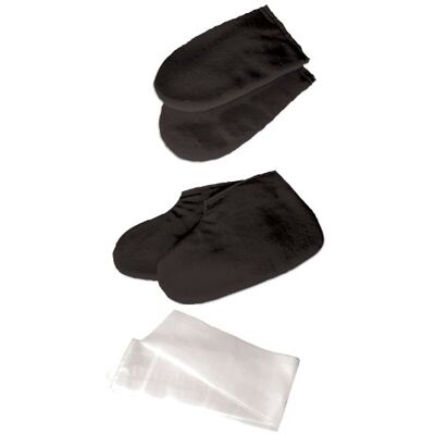 Deo Black Manicure Pedicure Mitts Booties Liners Treatment Spa Cotton Hands Feet Deo Black Manicure Pedicure Mitts Booties Liners Treatment Spa Cotton Hands Feet