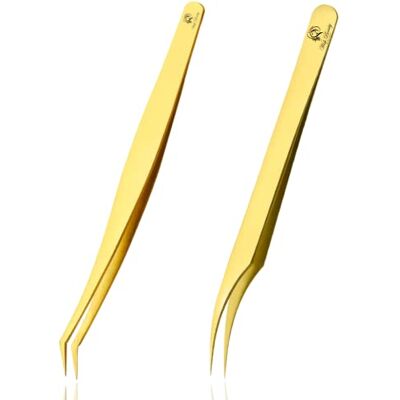 wish beauty,the royal elegance Eyelash Extension Tweezers Gold Straight Isolation Professional Isolator Stainless Steel Precision (Both Tweezer (Set)) wish beauty,the royal elegance Eyelash Extension Tweezers Gold Straight Isolation Professional Isolator Stainless Steel Precision (Both Tweezer (Set))