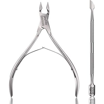 Jestilo Cuticle Remover Tool Set with Cuticle Cutter and Cuticle Pusher Stainless Steel Professional Cuticle Nipper and Pusher Nail Care Tools for Salon and Level Mani-Pedi at Home (Silver) Jestilo Cuticle Remover Tool Set with Cuticle Cutter and Cuticle Pusher Stainless Steel Professional Cuticle Nipper and Pusher Nail Care Tools for Salon and Level Mani-Pedi at Home (Silver)