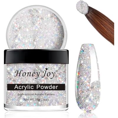 Honey Joy 28g/box Color Acrylic Powder Professional Holographic Silver Glitter Acrylic Nail Manicure Powder for Nail Extension Acrylic Nail System,HJ-NAP017-No.37-UK Honey Joy 28g/box Color Acrylic Powder Professional Holographic Silver Glitter Acrylic Nail Manicure Powder for Nail Extension Acrylic Nail System,HJ-NAP017-No.37-UK