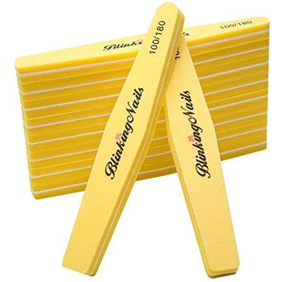 BlinkingNails Nail Buffer for Nails 100/180 Grit Sponge,Nail Files and Buffers for Nail Art Care Double Sides Design Professional Manicure Tools Color Yellow 10pcs… BlinkingNails Nail Buffer for Nails 100/180 Grit Sponge,Nail Files and Buffers for Nail Art Care Double Sides Design Professional Manicure Tools Color Yellow 10pcs…