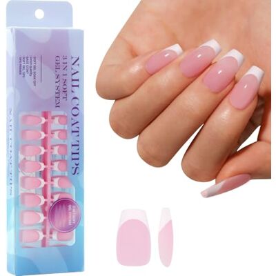 PLCPDM 300Pcs Soft Gels False Tips 3in 1 Pre-Colored French Fake 15 Sizes for Extension Soft Gels Tips Square Almond PLCPDM 300Pcs Soft Gels False Tips 3in 1 Pre-Colored French Fake 15 Sizes for Extension Soft Gels Tips Square Almond