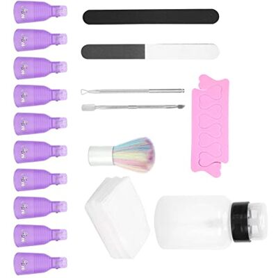 ACOGEDO Nail Polish Remover Kit, Professional Nail Art Tools with Soak Off Cuticle Pusher File Dust Brush Finger Separator, for Home and Salon Use ACOGEDO Nail Polish Remover Kit, Professional Nail Art Tools with Soak Off Cuticle Pusher File Dust Brush Finger Separator, for Home and Salon Use