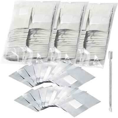 SYEYCW 300 Pcs Foil Nail Wraps with Cuticle Pusher, Nail Soak Off Foils with Pre Attached Lint Free Cotton Pad, Fast and Gentle to Remove the Gel Polish Effectively SYEYCW 300 Pcs Foil Nail Wraps with Cuticle Pusher, Nail Soak Off Foils with Pre Attached Lint Free Cotton Pad, Fast and Gentle to Remove the Gel Polish Effectively