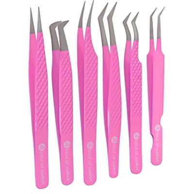 Abdul of Sialkot Abdul of Silakor Eyelash Extension 6-Piece Tweezer Set for Volume and Classic Lashes Stainless Steel (Gulabi Pink) Abdul of Sialkot Abdul of Silakor Eyelash Extension 6-Piece Tweezer Set for Volume and Classic Lashes Stainless Steel (Gulabi Pink)
