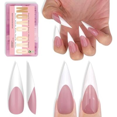 NOVO OVO White French Tip Long XL Sharp Stiletto Nail Tips Press on BERRY PINK, Soft Gel Double Matte Fake Nail Extension, Full Cover False Nails for Acrylic DIY x 16 Sizes 160 pcs NOVO OVO White French Tip Long XL Sharp Stiletto Nail Tips Press on BERRY PINK, Soft Gel Double Matte Fake Nail Extension, Full Cover False Nails for Acrylic DIY x 16 Sizes 160 pcs